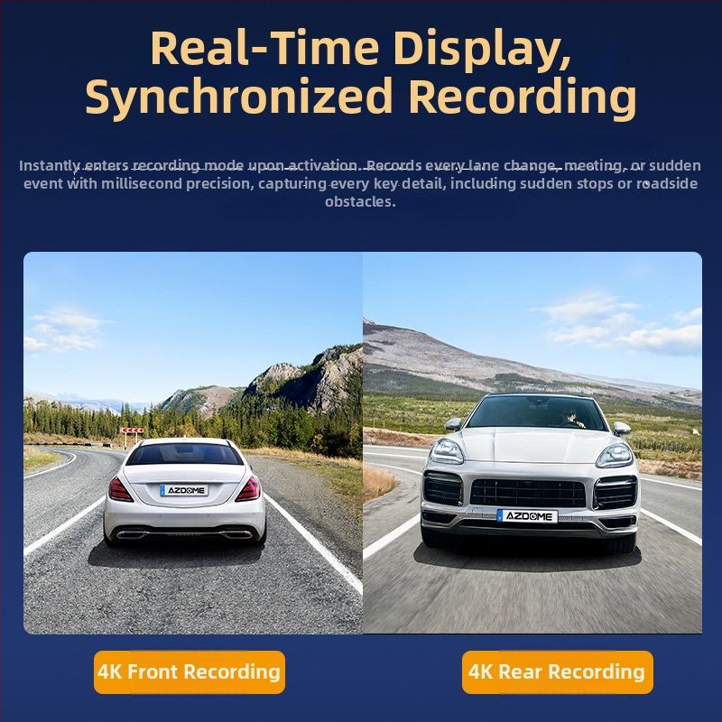 Dualna prednja i stražnja 4K dash cam s Wi-Fi, GPS, noćnim vidom, 256GB memorije, 170° širokog vida