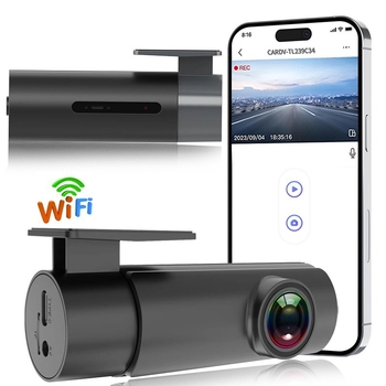Automobilska dash kamera s WiFi i upravljanjem putem aplikacije, 1080p, 140° objektiv, nadzor parkiranja, noćno snimanje, cikličko snimanje, USB