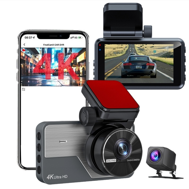 Dvokanalna dash kamera: prednja 4K, stražnja 2K, noćni način, 3-inčni zaslon, Wi‑Fi, mobilna povezanost, nadzor parkiranja