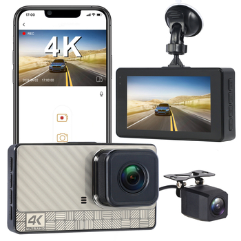 A22 Dash Cam 4K Ultra HD s Wi‑Fi, ADAS BSD, prednje i stražnje dvostruko snimanje