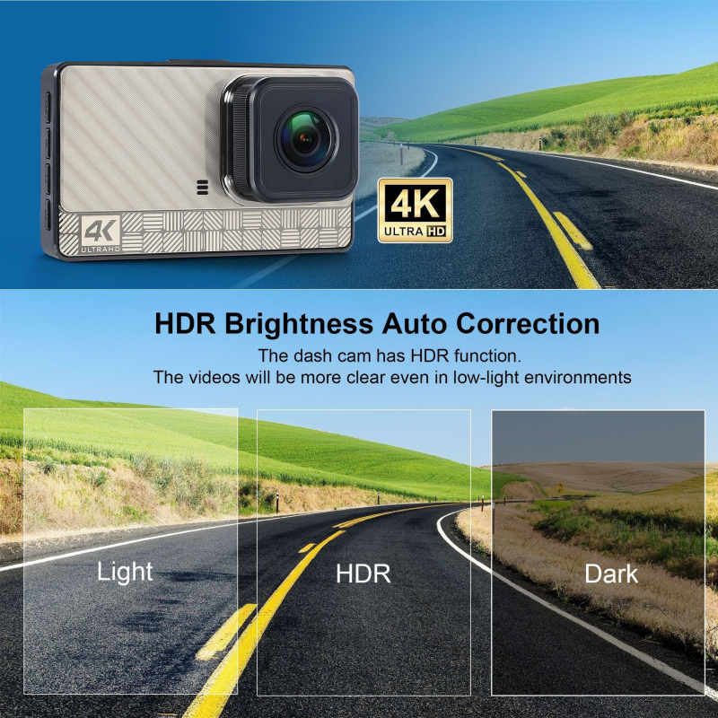 A22 Dash Cam 4K Ultra HD s Wi‑Fi, ADAS BSD, prednje i stražnje dvostruko snimanje