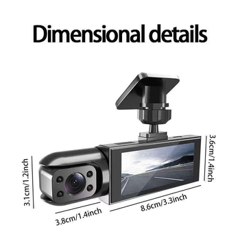 V9 auto DVR s 3 lećama, HD noćni snimak, Wi‑Fi i povezanost s telefonom