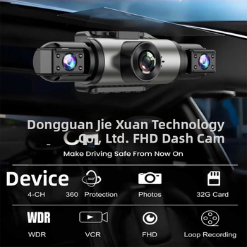 Skriveni auto DVR s četiri objektiva, 360° snimanje (prednja, unutarnja i stražnja kamera), IPS 1080p, loop snimanje, USB prijenos