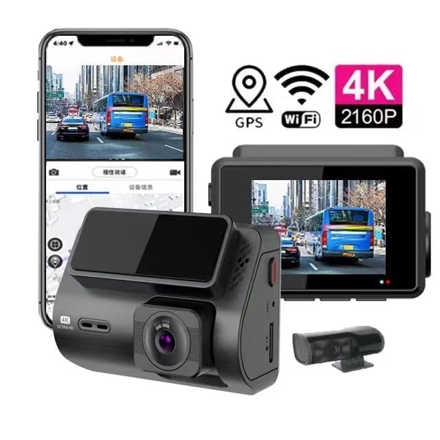 M700 dash cam s dvostrukim objektivom, prednja 4K i stražnja 1080p, Wi‑Fi, GPS