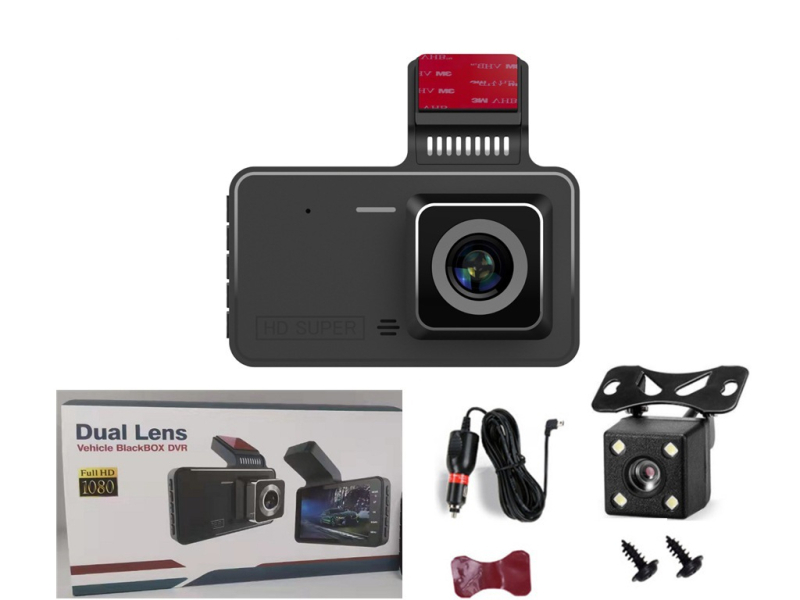 4-inčni skriveni dashcam s dvostrukim objektivom, 1080p, HD noćno snimanje i slika za vožnju unatrag