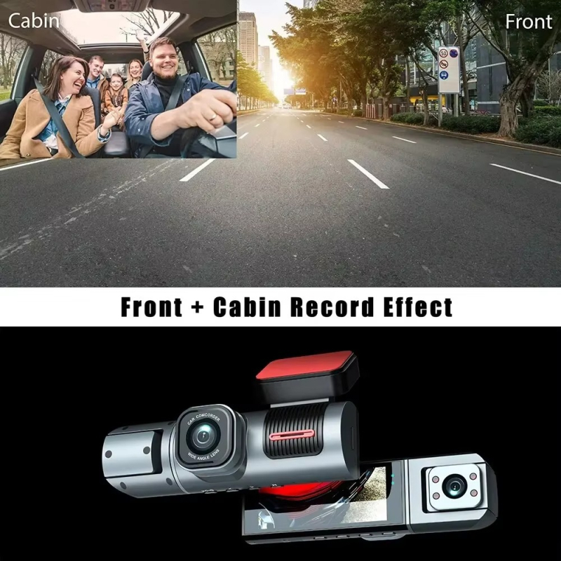 Automobilska dash cam s dvostrukim snimanjem prednje/stražnje, 1080p, 170° široki kut, 3,0 inčni zaslon, cikličko snimanje 4–6 sati, WiFi