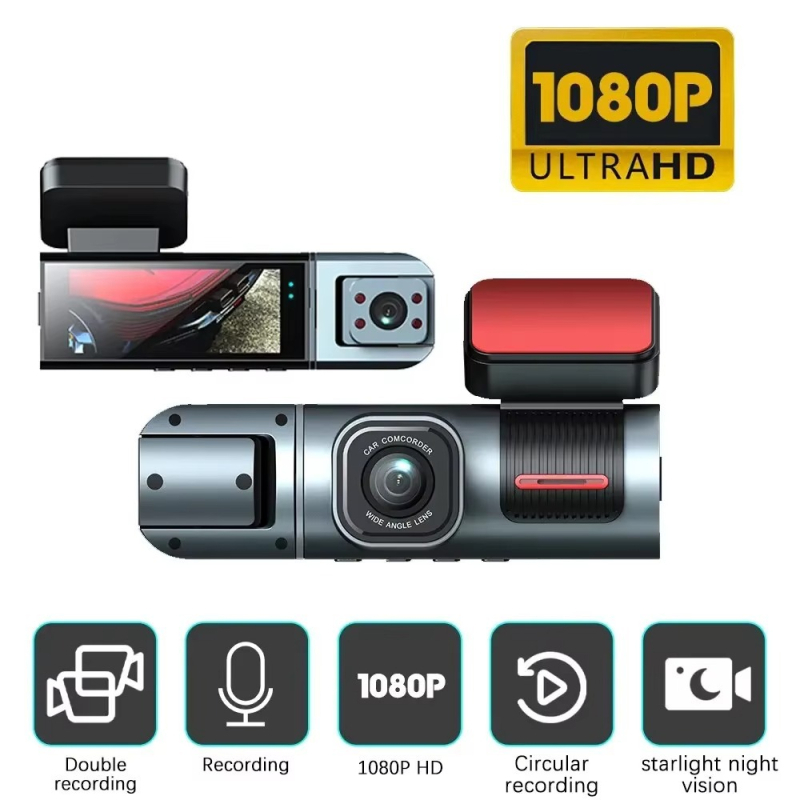 Automobilska dash cam s dvostrukim snimanjem prednje/stražnje, 1080p, 170° široki kut, 3,0 inčni zaslon, cikličko snimanje 4–6 sati, WiFi