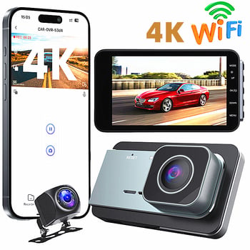 4K dvostruka dash cam s noćnim vidom, prednje i stražnje snimanje, 4,0 inčni zaslon, nadzor parkiranja i reverzna slika