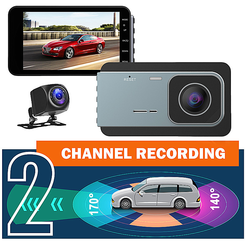 4K dvostruka dash cam s noćnim vidom, prednje i stražnje snimanje, 4,0 inčni zaslon, nadzor parkiranja i reverzna slika