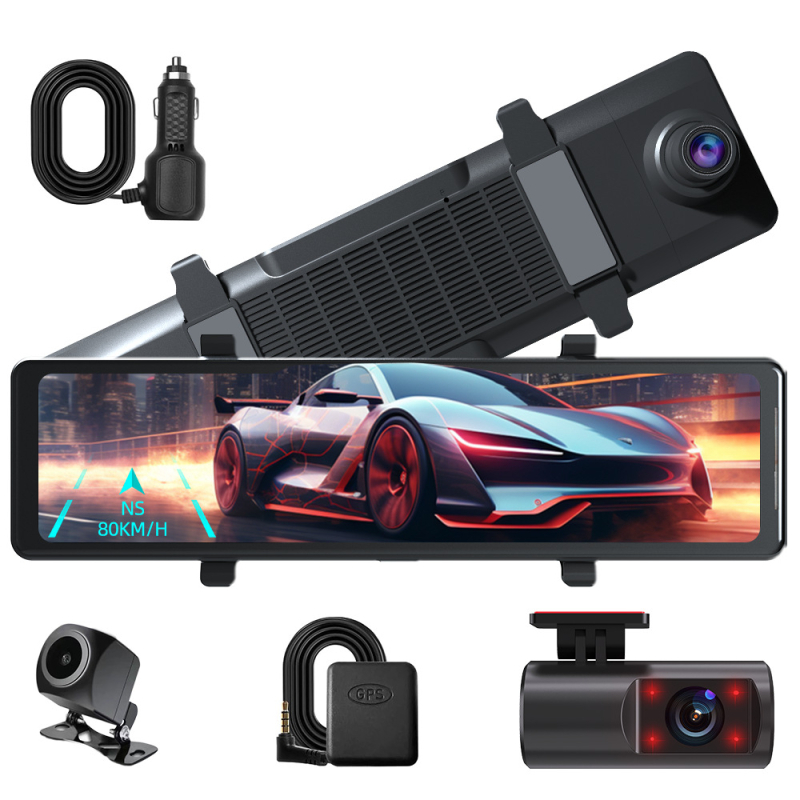 Automobilska dash kamera s tri objektiva, 2160P rezolucija, 140° široki kut, podrška TF kartici, noćno snimanje