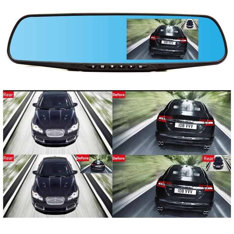 Dash cam za retrovizor s dvostrukim snimanjem, 1080p, 140° kut, 64GB TF kartica, USB sučelje
