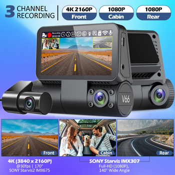 V663 dash cam s dodirnim zaslonom od 3,0 inča, 4K + 1080 + 1080 trostruko snimanje, skriven dizajn, 5G Wi‑Fi, ADAS