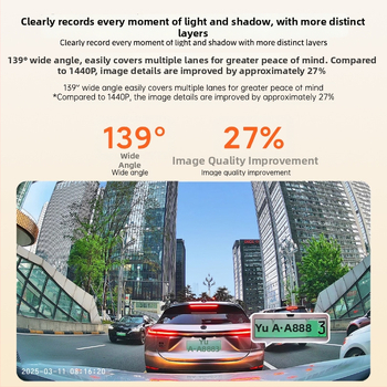 4K háromlencsés, képernyő nélküli autó-dash kamera Wi-Fi-vel, 360° látómező, éjjellátás, parkolás monitorozás és ciklikus felvétel