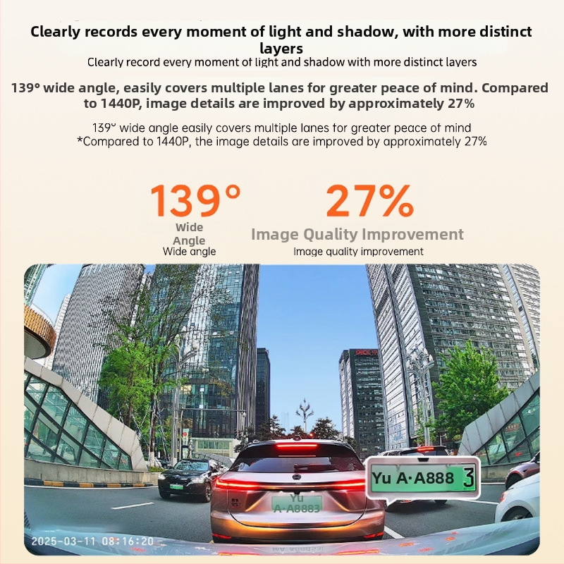 4K háromlencsés, képernyő nélküli autó-dash kamera Wi-Fi-vel, 360° látómező, éjjellátás, parkolás monitorozás és ciklikus felvétel