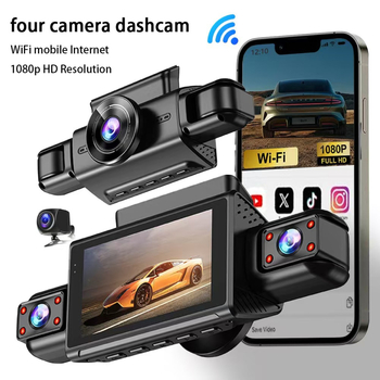 Autó Dash Cam többlencsés rendszerrel, 1080p/170°, Wi-Fi, körkörös felvétel, TF-kártyát támogat