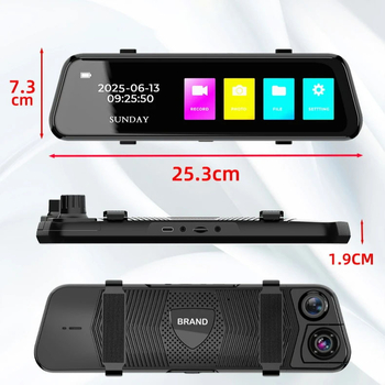 4K 360° panoramska kamera za automobil s Wi-Fi i povezivanjem na telefon, tri leće, 180° stražnji prikaz