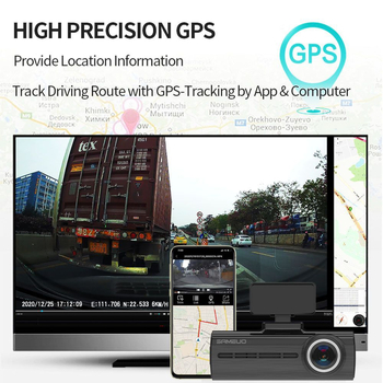 Dvojkanalna GPS dash kamera s Wi-Fi, diskretan dizajn, 1600P