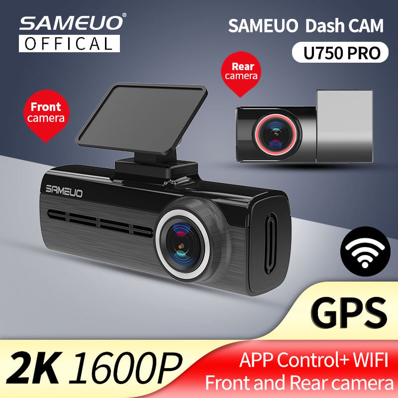 Dvojkanalna GPS dash kamera s Wi-Fi, diskretan dizajn, 1600P