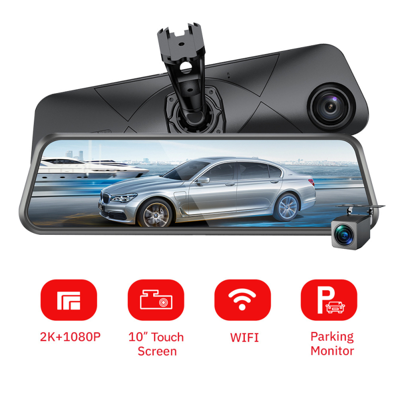 Carlover dvostruka prednja i stražnja kamera za auto, 1440p, 160° vidno polje, Wi-Fi, dodirni zaslon