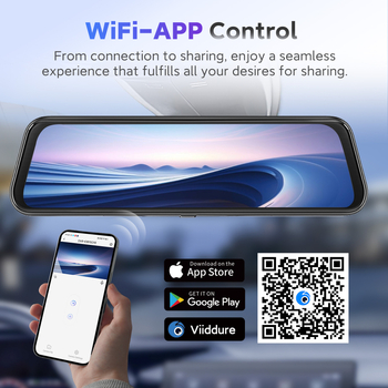 Двуканален автомобилен видеорегистратор: преден 4K / заден 2K, 9,66-инчов тъч екран, WiFi със смарт приложение, 160° зрителен ъгъл, обектив F1.8