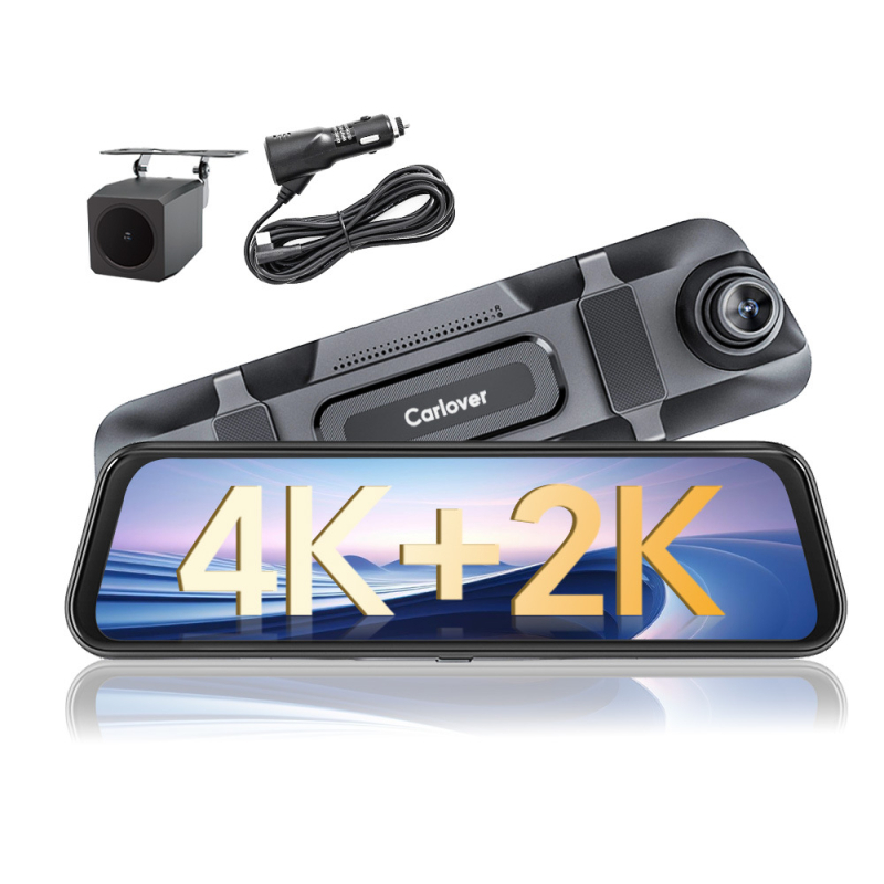 Двуканален автомобилен видеорегистратор: преден 4K / заден 2K, 9,66-инчов тъч екран, WiFi със смарт приложение, 160° зрителен ъгъл, обектив F1.8