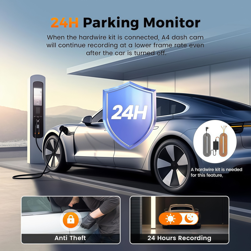 4K autós dash cam, 150°-os széles látószög, kettős felvétel (elöl és hátul), Wi‑Fi, TF-kártya támogatás, okos alkalmazás