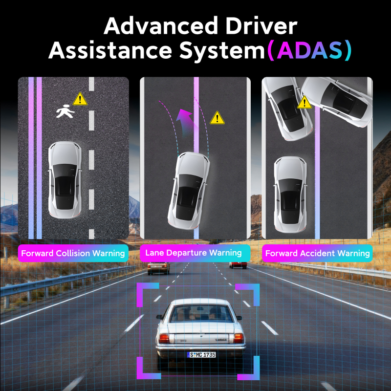 Dash cam 4K Ultra HD, dvostruki objektiv, Wi‑Fi, 170° širok kut gledanja, ciklično snimanje do 256GB microSD