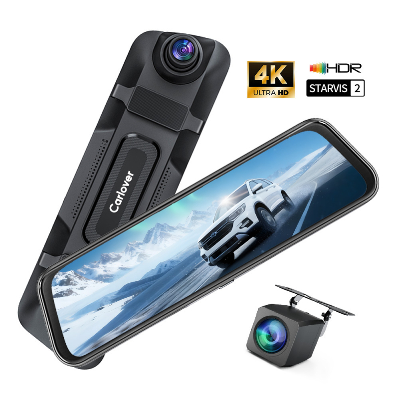 Dash cam 4K Ultra HD, dvostruki objektiv, Wi‑Fi, 170° širok kut gledanja, ciklično snimanje do 256GB microSD