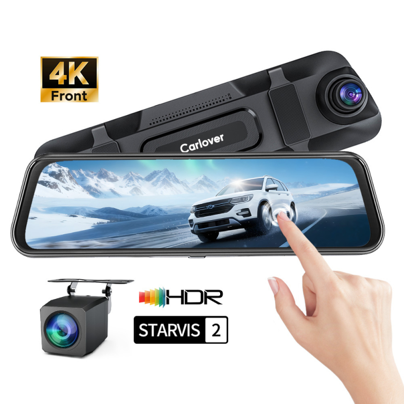 Dash cam 4K Ultra HD, dvostruki objektiv, Wi‑Fi, 170° širok kut gledanja, ciklično snimanje do 256GB microSD