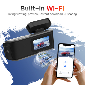Automobilska dash kamera s dvostrukom prednjom i stražnjom kamerom, 2160p, kut vida 170°, Wi‑Fi, snimanje petljom