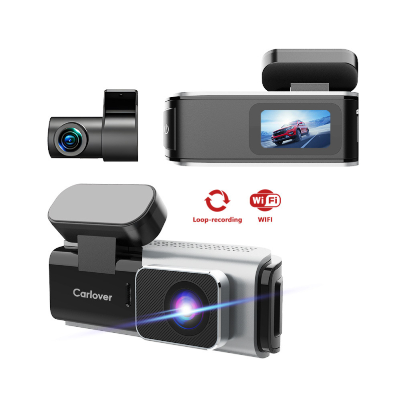 Automobilska dash kamera s dvostrukom prednjom i stražnjom kamerom, 2160p, kut vida 170°, Wi‑Fi, snimanje petljom