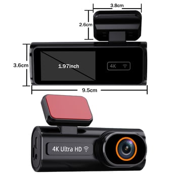 4K autós dashcam elő- és hátsó kettős felvétellel, 170° széles látószög, éjszakai látás és GPS nyomkövetés