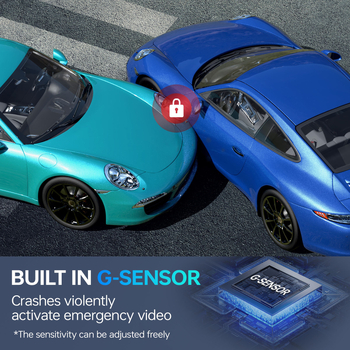 Auto dash kamera s noćnim vidom, Bluetoothom i nadzorom parkiranja – 150° kut gledanja, 3,5" zaslon, Wi‑Fi