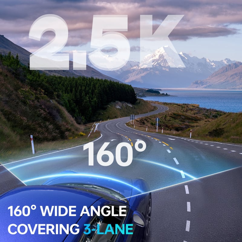 Auto dash kamera s noćnim vidom, Bluetoothom i nadzorom parkiranja – 150° kut gledanja, 3,5" zaslon, Wi‑Fi