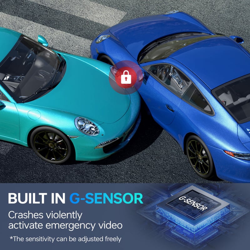 Auto dash kamera s noćnim vidom, Bluetoothom i nadzorom parkiranja – 150° kut gledanja, 3,5" zaslon, Wi‑Fi