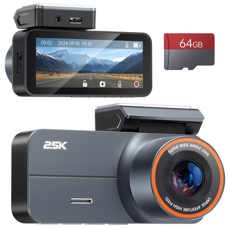 Auto dash kamera s noćnim vidom, Bluetoothom i nadzorom parkiranja – 150° kut gledanja, 3,5" zaslon, Wi‑Fi