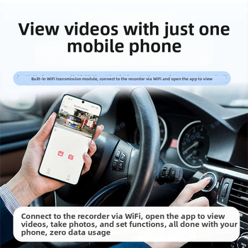 4K-os autós dash cam, kettős csatornás elülső és hátsó felvétellel, 170° látószög, rögzítés az első szélvédőn, rejtett vezetékek, Wi‑Fi