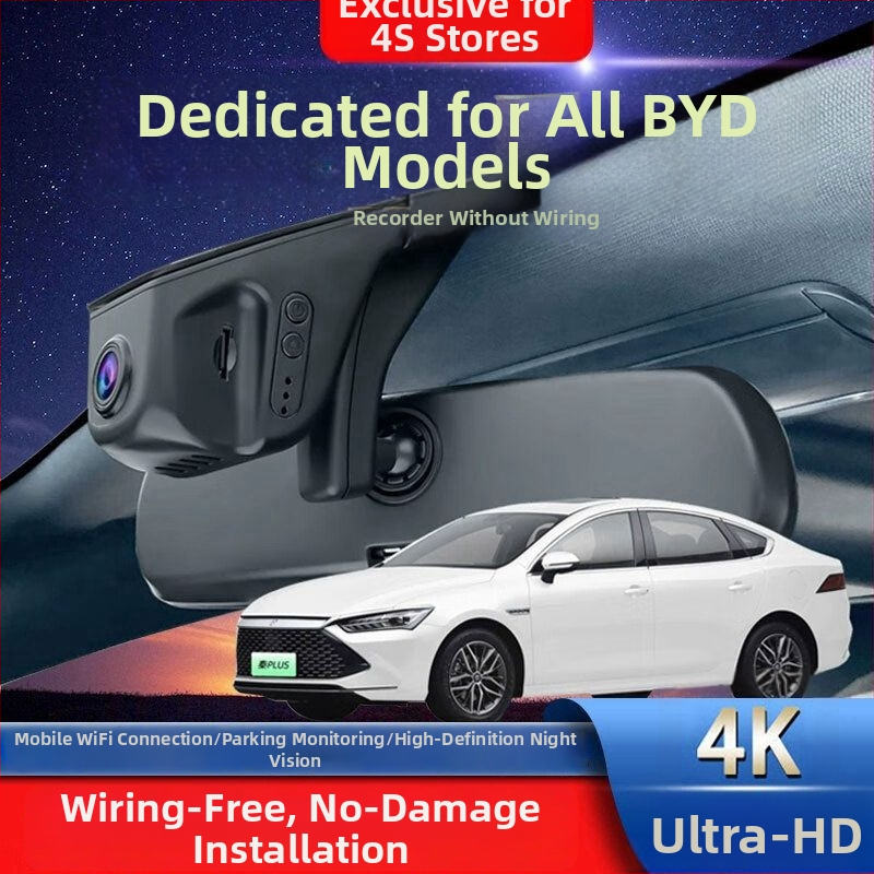 4K-os autós dash cam, kettős csatornás elülső és hátsó felvétellel, 170° látószög, rögzítés az első szélvédőn, rejtett vezetékek, Wi‑Fi