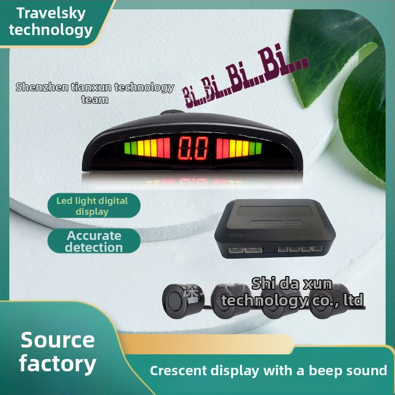 Zvučni radar za parkiranje TX-01, 4 senzora, LED zaslon, domet 0,3–2,0 m, zvučni alarm