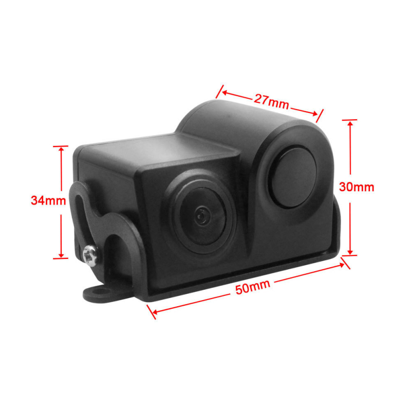 QM-2-in-1 vizualni radar za parkiranje s CCD fish-eye kamerom, napajanje 12V, 1 senzor, domet detekcije 5–8 m, zvučni alarm