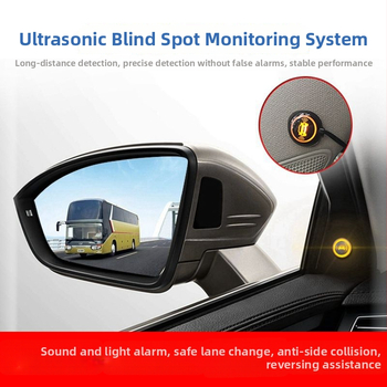 Aklųjų zonų stebėjimo sistema su eismo juostos keitimo pagalba ir radaro įspėjimu, suderinta su galiniu veidrodžiu — 2 jutikliai, 12V, buzzer pranešimas, atbulinės eigos radaras