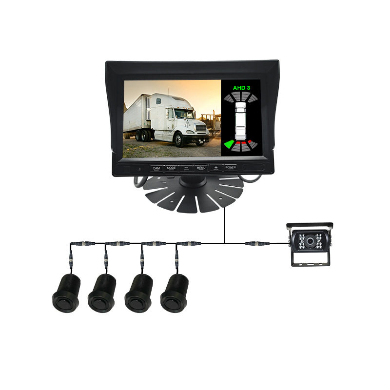 Sistem senzori parcare camion cu radar vizual de mers înapoi, model ZR-705B, 4 senzori, ecran LCD, rază de detecție 0,3–5 m