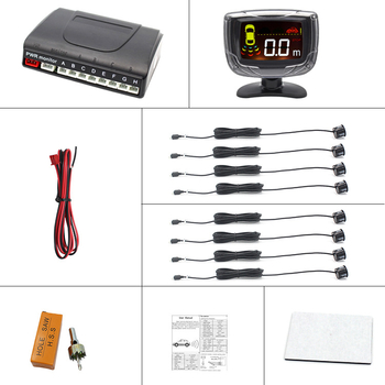 LED radar za parkiranje, 8 senzora, 12V, domet 2 m, model PZ312-8