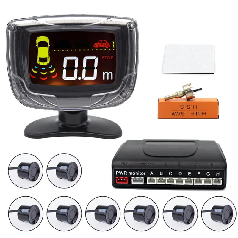 LED radar za parkiranje, 8 senzora, 12V, domet 2 m, model PZ312-8