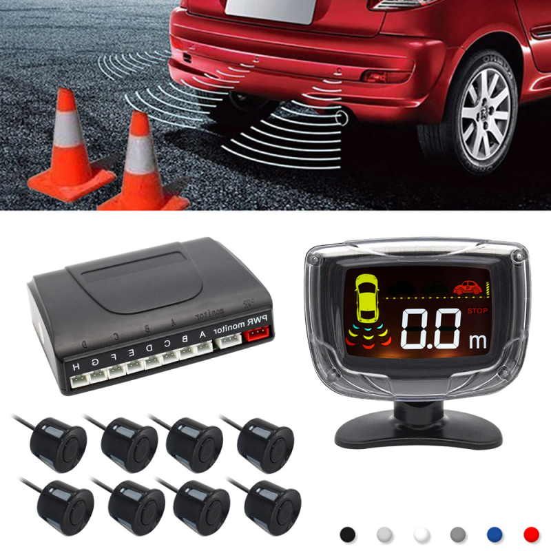 LED radar za parkiranje, 8 senzora, 12V, domet 2 m, model PZ312-8