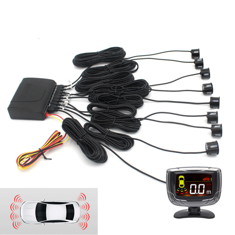 LED radar za parkiranje, 8 senzora, 12V, domet 2 m, model PZ312-8