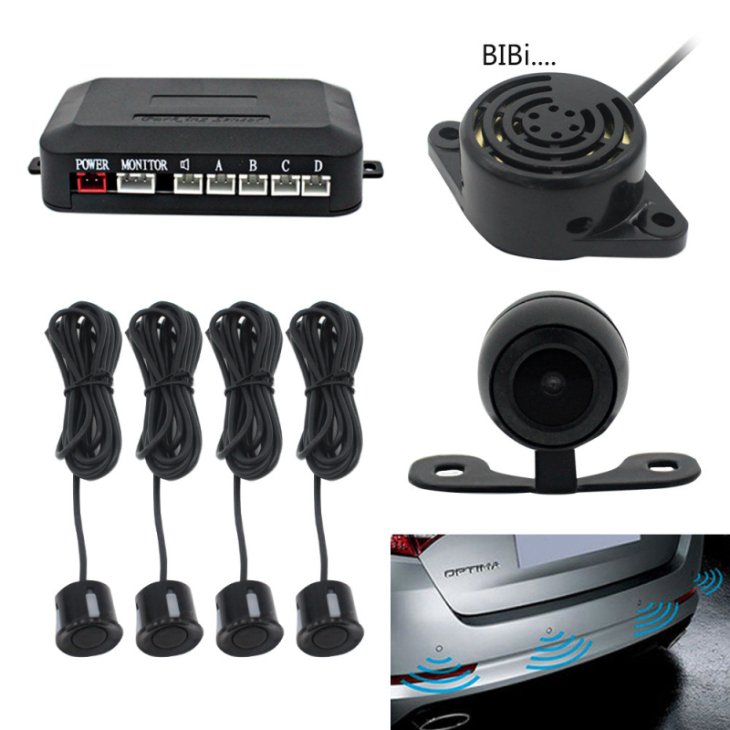 Radar vizual de recul pentru autoturisme – Sistem ultrasonic cu 4 sonde, afișaj LCD, model PZ600, 12V, rază detecție 0–2 m