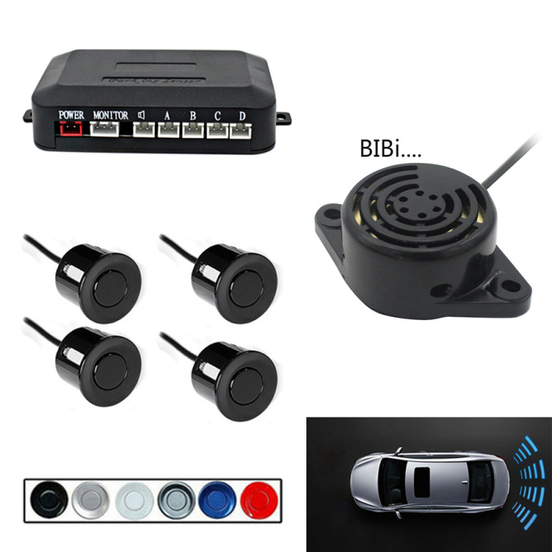 Radar vizual de recul pentru autoturisme – Sistem ultrasonic cu 4 sonde, afișaj LCD, model PZ600, 12V, rază detecție 0–2 m