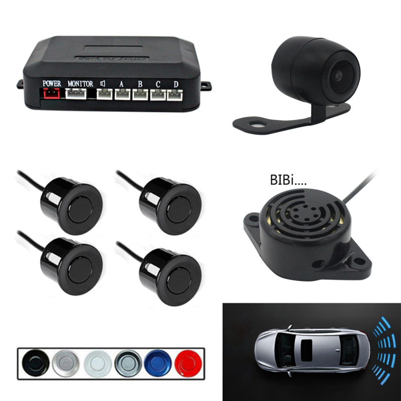 Radar vizual de recul pentru autoturisme – Sistem ultrasonic cu 4 sonde, afișaj LCD, model PZ600, 12V, rază detecție 0–2 m