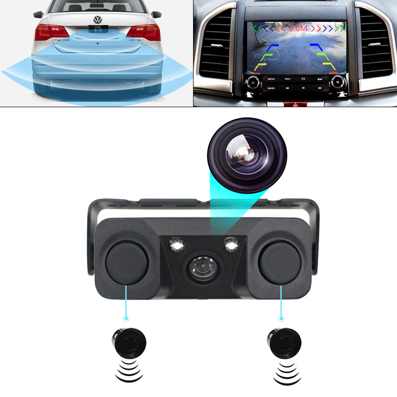 Vizualni reverzni radar s integriranom kamerom i alarmom (PZ451) - 12V, LED digitalni zaslon, 2 sonde, domet 2 m